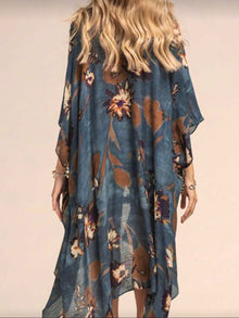 Kimono floral neblina azul