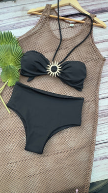 Conjunto bikini strapless sol dorado Negro bottom Ocean