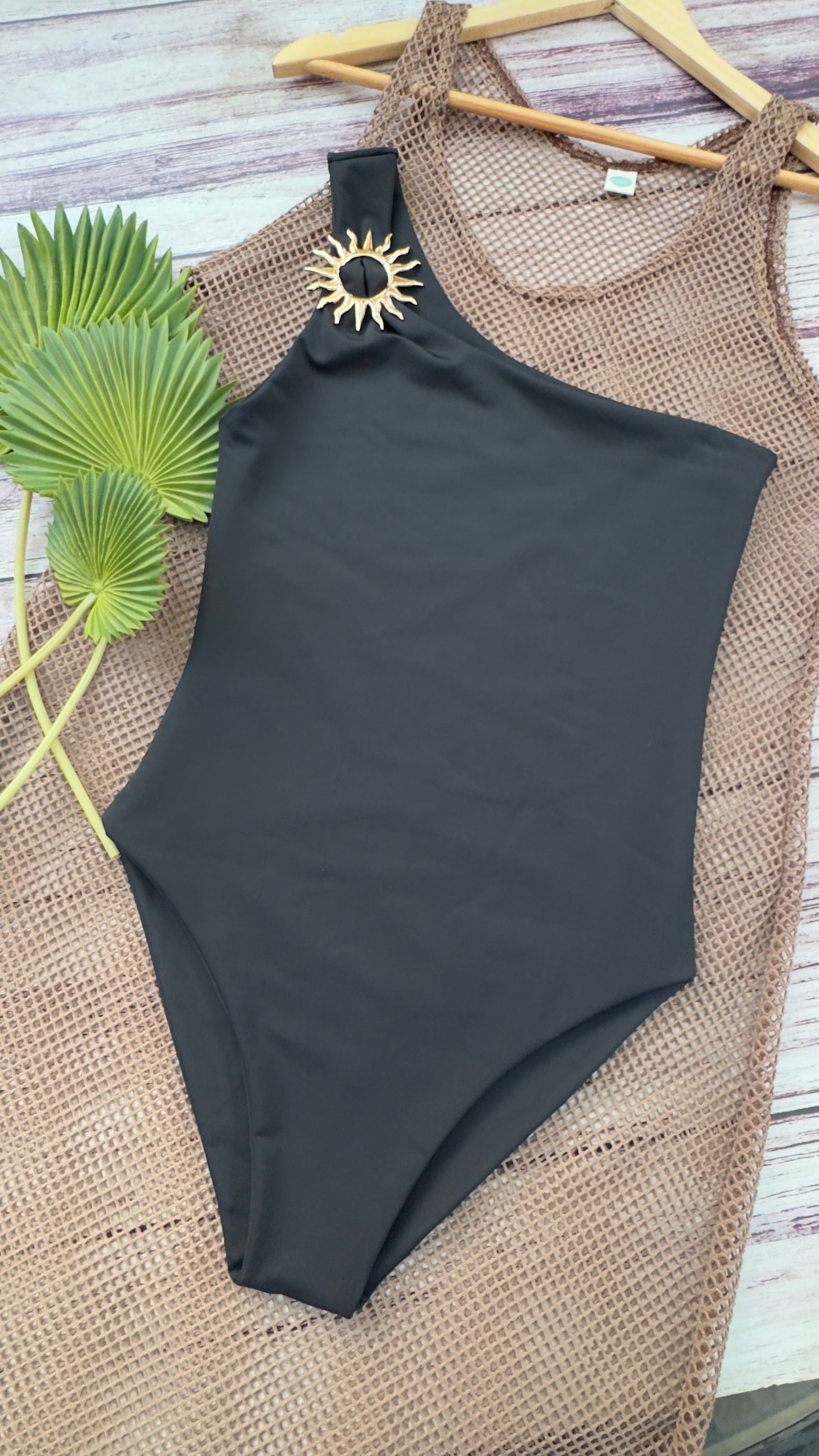 Traje de baño entero Kaway sol decorativo negro