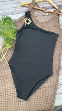 Traje de baño entero Kaway sol decorativo negro