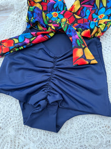 Traje de baño Maitai entero azul y flores