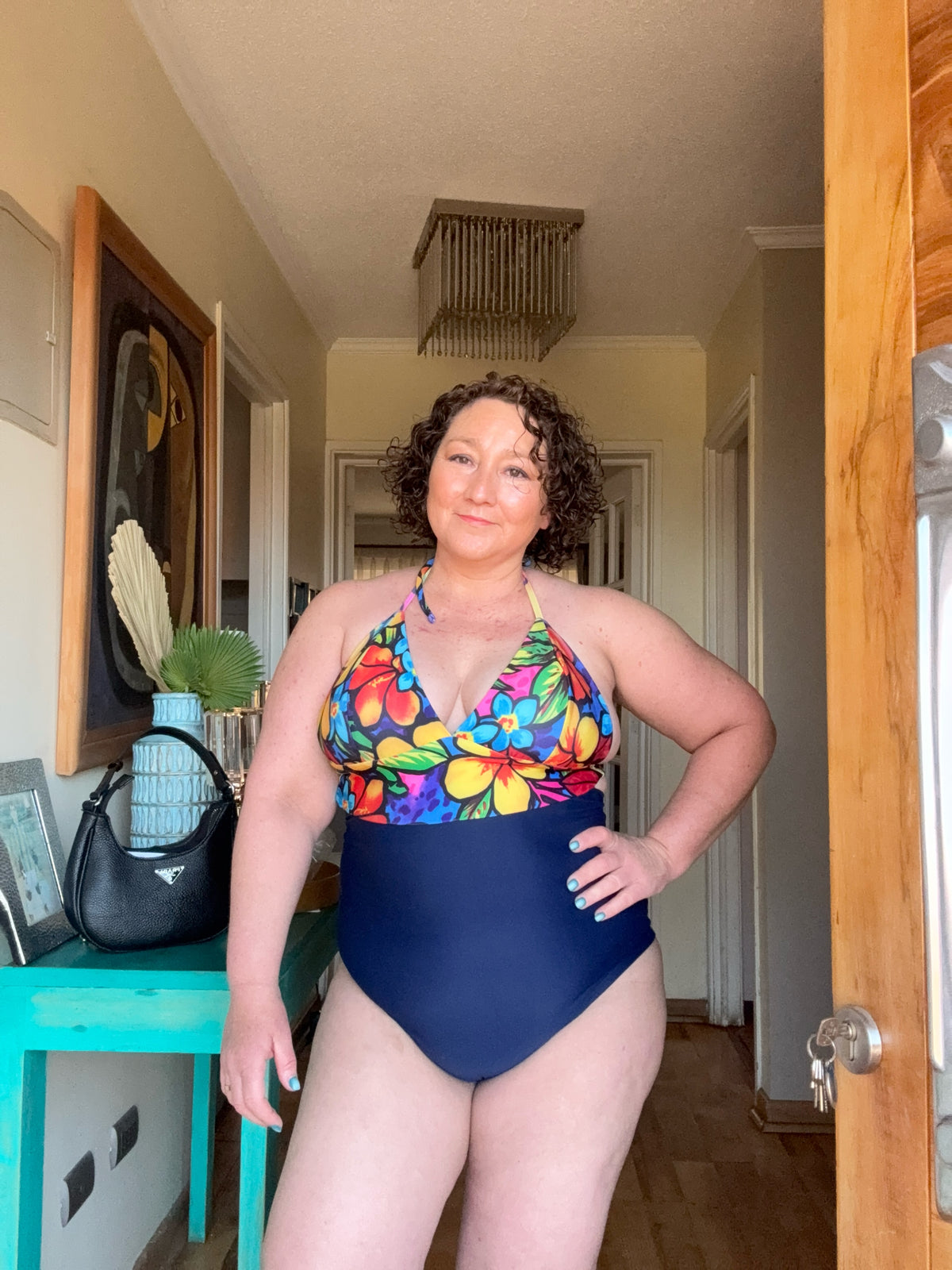 Traje de baño Maitai entero azul y flores