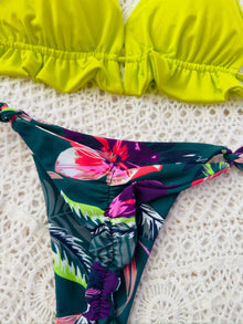 Conjunto ibiza aguacate, tanga brasilera amarres floral