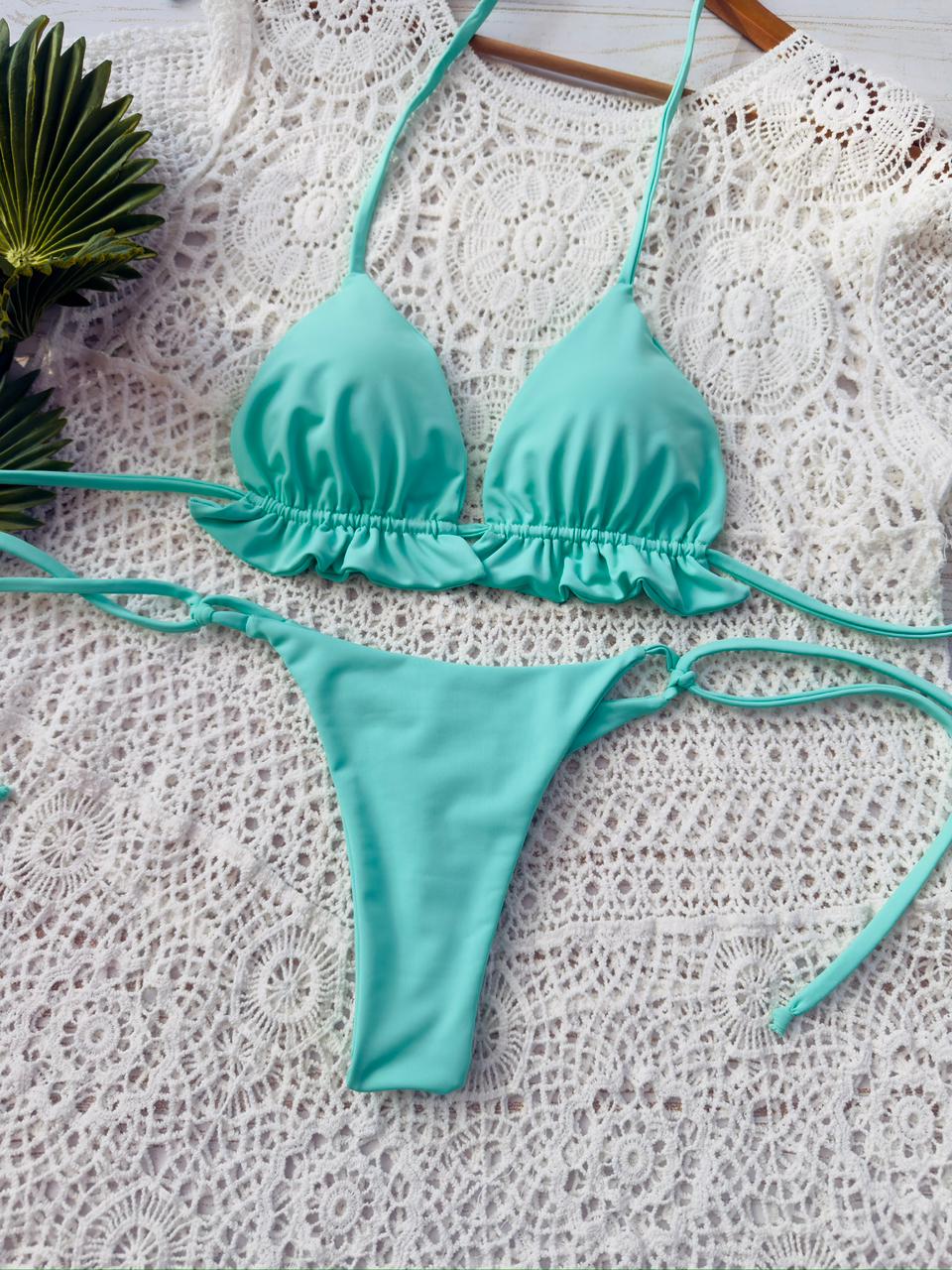 Bikini ibiza aguamarina, tanga brasilera de amarres