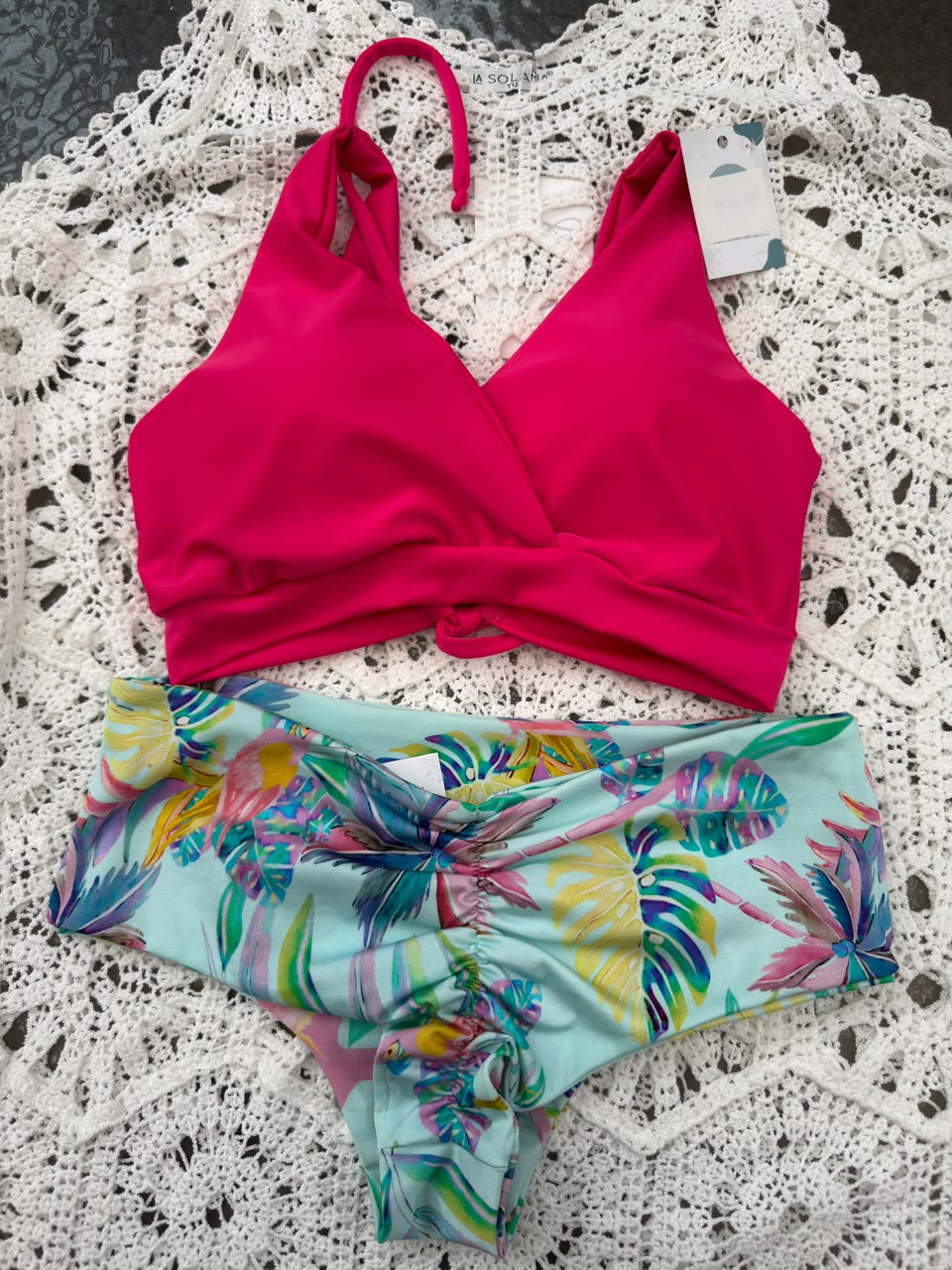 Conjunto Margaret fucsia tanga fitness TM tucanes