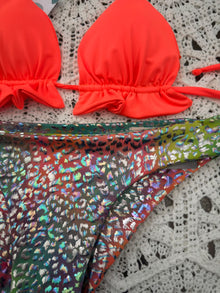 Conjunto ibiza naranjo neon tanga clasica holografica