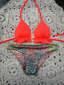 Conjunto ibiza naranjo neon tanga clasica holografica