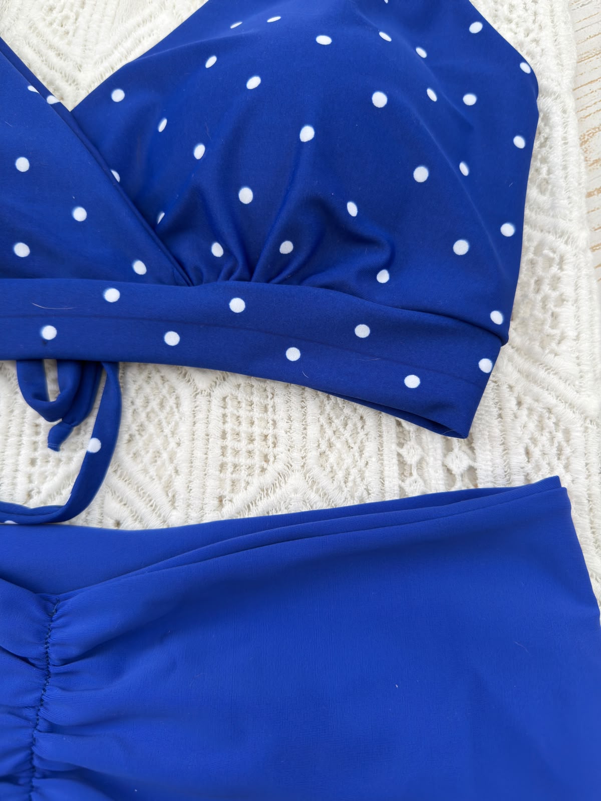 Conjunto Margaret, tanga fitness tiro medio "Retro" azul
