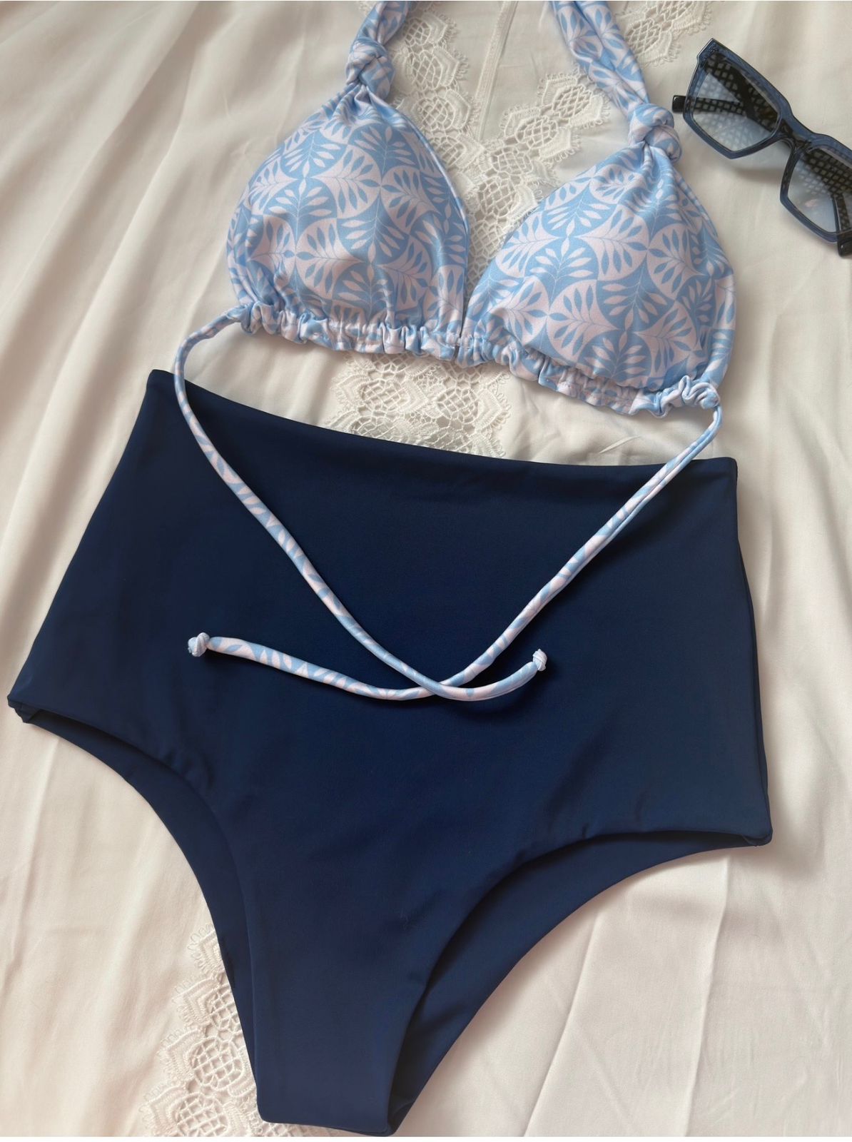 Conjunto bahia culote tiro alto azulejo portugues