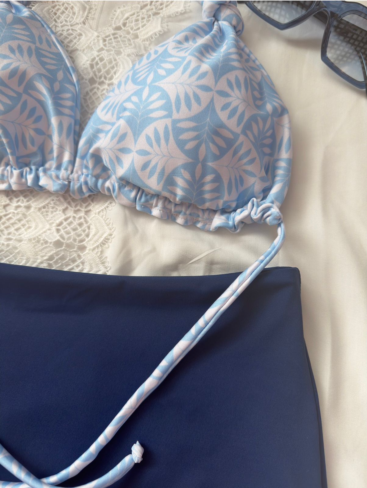 Conjunto bahia culote tiro alto azulejo portugues