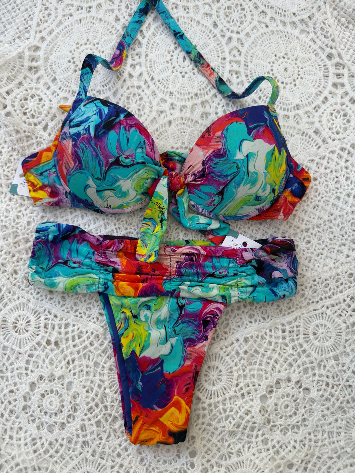 Conjunto bikini Brasil copas multicolor