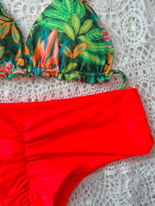 Conjunto Ibiza Paraíso Tropical tanga fitness TM naranjo neon