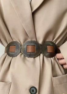Cinturon hebillas ovaladas ajustables camel