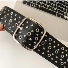 Cinturon ancho tachas negro